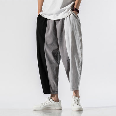 Pantalones Harem Hombre con Rayas de Contraste Tendencia Japonesa