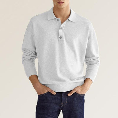 Polo Casual Europeo con Botones y Cuello V - Manga Larga para Hombre - Image 22