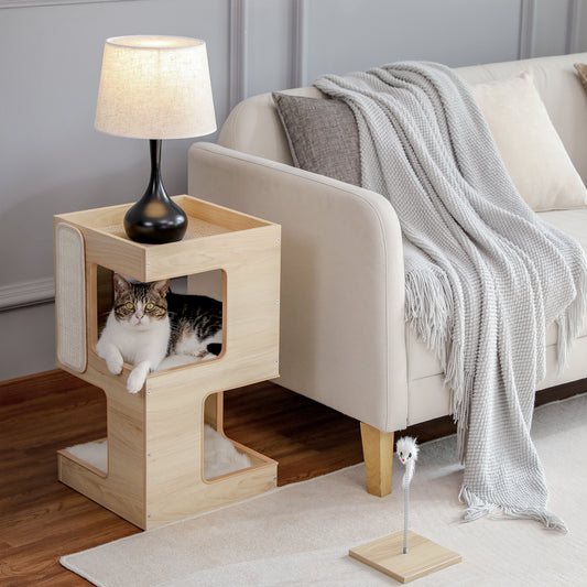 Nido para Gatos de Madera Maciza con Sisal - Diseño Modular sin Marcas