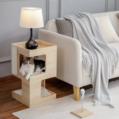 Nido para Gatos de Madera Maciza con Sisal - Diseño Modular sin Marcas