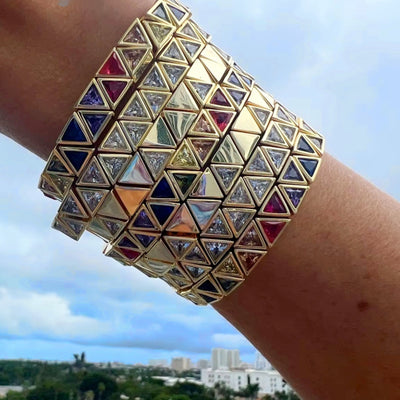 Pulsera Elástica de Zircón Triangular Brillante para Mujer - Image 10