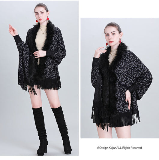 Chal Tejido con Cuello de Pelaje Sintético para Otoño e Invierno - Image 15