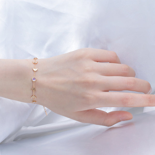 Pulsera de Plata 925 Piedra Luna - Diseño Xingyue Temperamental