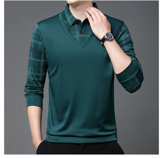 Suéter Tipo Camisa Falsa Dos Piezas para Hombre - Manga Larga Otoño - Image 20