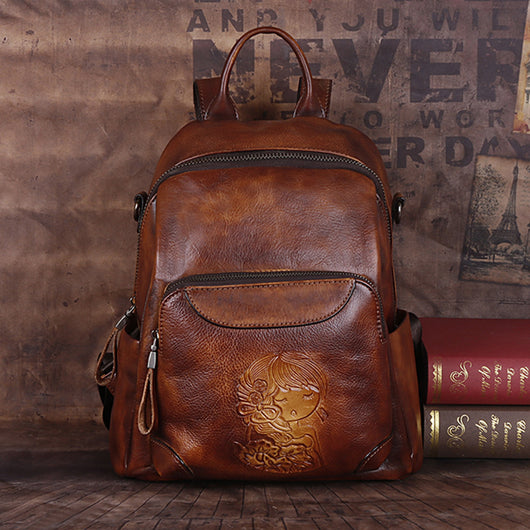 Mochila Retro de Cuero Genuino Multipropósito - Image 2