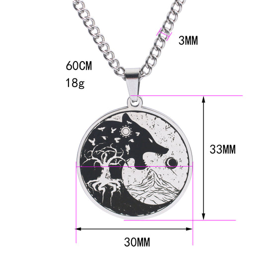 Collar Colgante Vintage Cabeza de Lobo Árbol de la Vida para Hombre - Image 5