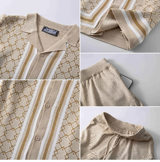 Traje Tejido Jacquard Geométrico con Cuello Cubano para Hombre - Image 11