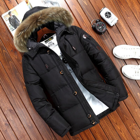 Chaqueta de Plumas para Hombre con Capucha y Cuello de Pelo - Image 7
