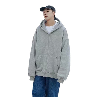 Cardigan Hoodie Hombre Suelto Color Liso Casual - Image 9