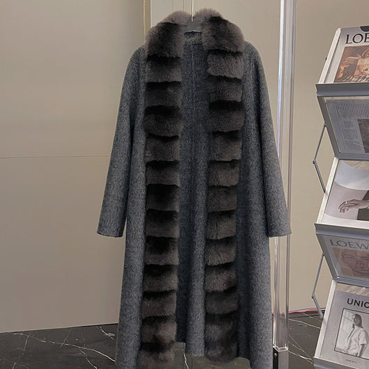 Abrigo de Vellón de Alpaca con Cuello de Zorro Desmontable - Image 6