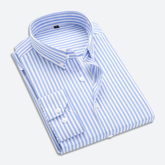Camisa Manga Larga Slim Fit Estampada a Rayas para Hombre - Estilo Coreano - Image 9