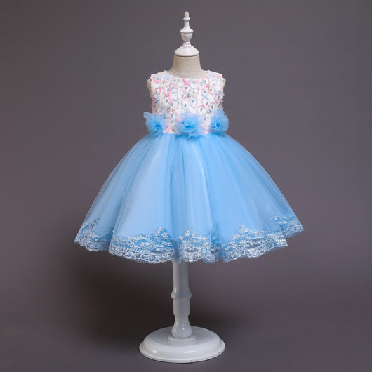 Vestido Princesa Niña Plisado Malla Elegante - Image 3