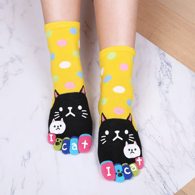 Calcetines Divertidos con Patrón de Gatos para los Cinco Dedos - Image 3