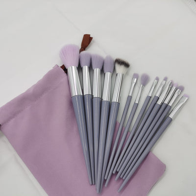 Set de 13 Brochas de Maquillaje Flor Púrpura con Cerdas Suaves - Image 9