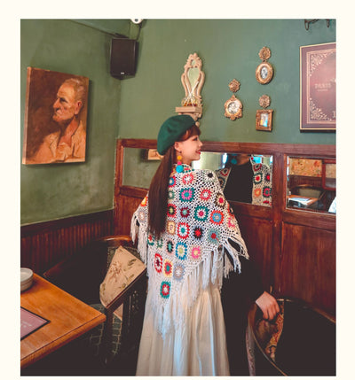 Chal Bohemio Tejido a Mano con Flecos Estilo Étnico - Image 32