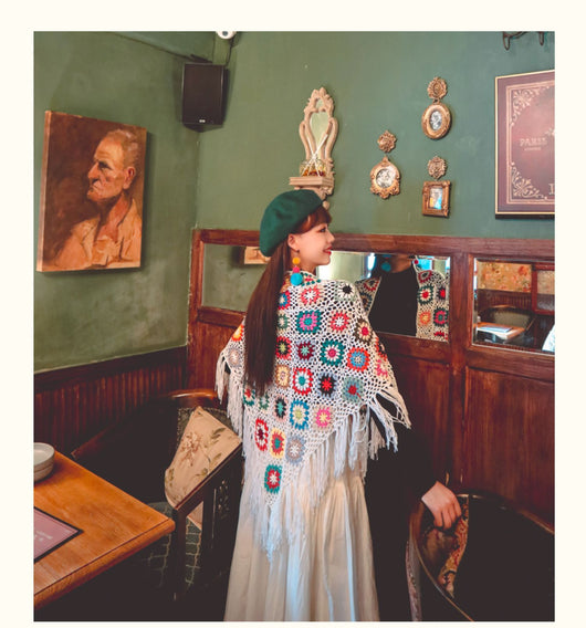Chal Bohemio Tejido a Mano con Flecos Estilo Étnico - Image 32