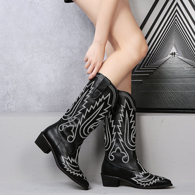 Botas Vaqueras Retro con Diseño de Red - Estilo Moderno para Mujer - Image 11