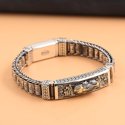 Pulsera de Plata Pura Retro Tai para Hombre - Image 6