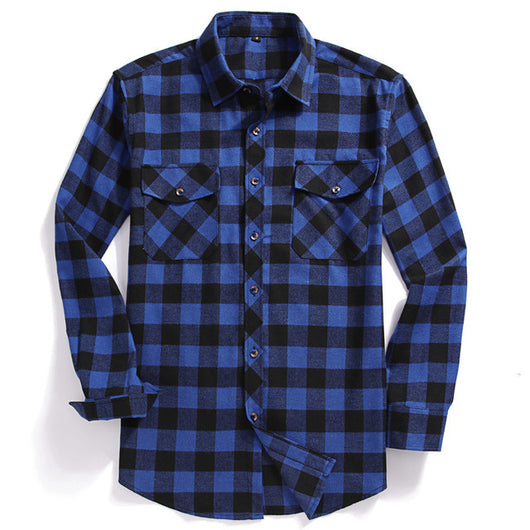 Camisa de Franela Cuadriculada Casual para Hombre con Bolsillos de Pecho - Image 6