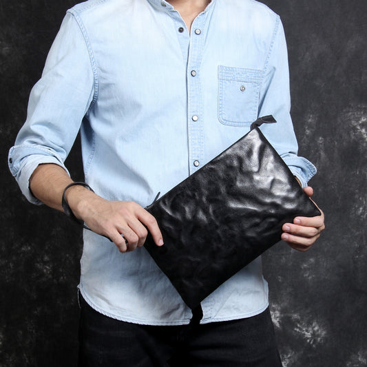 Bolsa de Mano Retro en Cuero Genuino - Estilo Casual Vintage para Hombre - Image 2