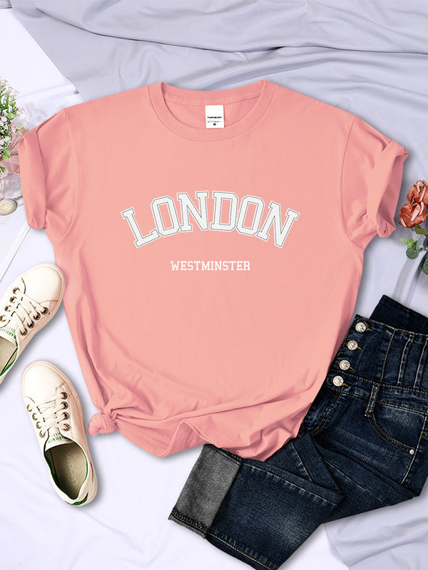 Blusa Fresca de Verano con Letras - Manga Corta Transpirable