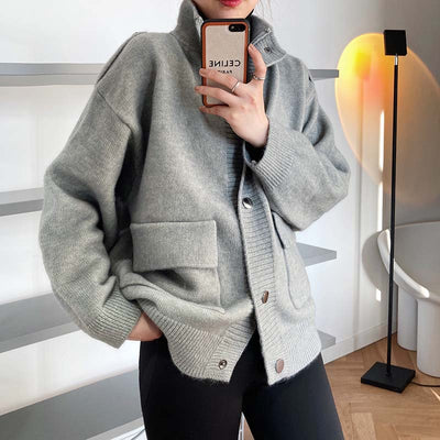 Cardigan Tejido Holgado para Mujer - Saco Suéter Abotonable - Image 11