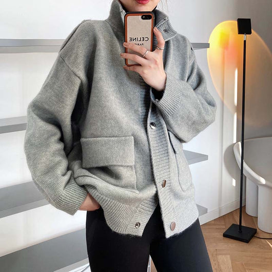 Cardigan Tejido Holgado para Mujer - Saco Suéter Abotonable - Image 11