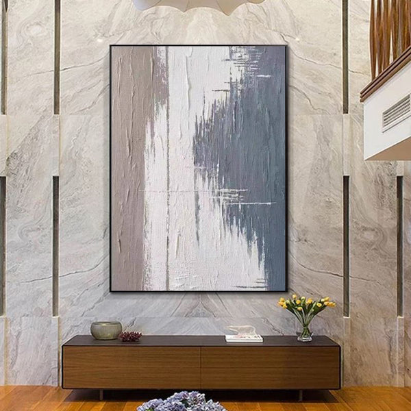 Cuadro Abstracto Moderno en Lienzo - Arte Texturizado Gris para Sala de Estar