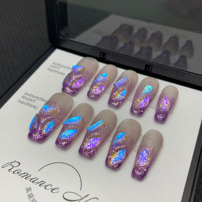 Uñas Postizas Efecto Explosión Púrpura - Image 2