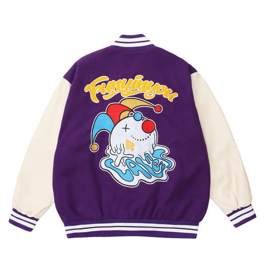 Uniforme de Béisbol con Manga de Cuero PU y Bordado Payaso Flocking Americano - Image 8