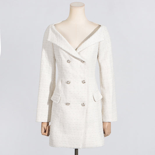 Vestido Elegante Hombros Descubiertos con Manga Larga y Cintura Ajustada - Image 2