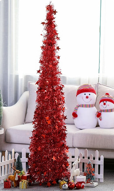 Árbol de Navidad Artificial Plateado Plegable con Soporte - Image 6