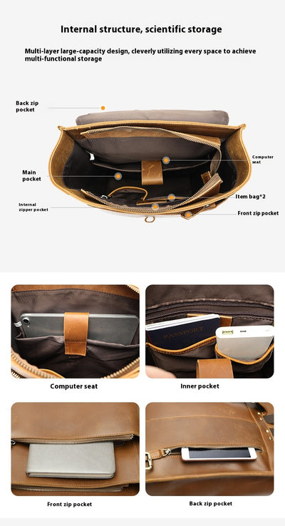 Mochila de Cuero para Viajes de Gran Capacidad con Compartimento Laptop - Image 22