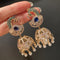 Aretes de Jaula de Pavo Real con Perlas y Borla de Cristal