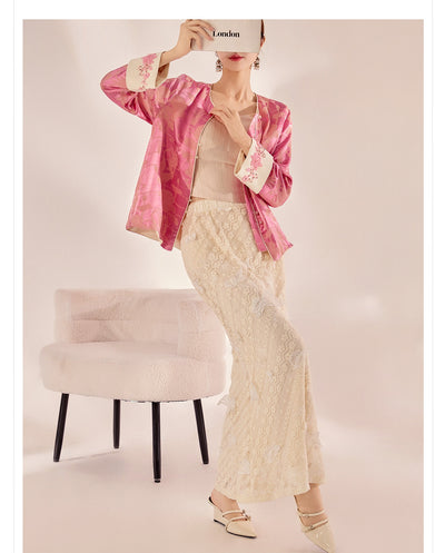 Blusa Retro Estilo Chino con Bordado de Cuentas en Seda Mulberry - Image 11