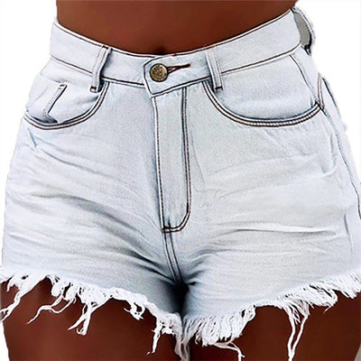 Shorts de Mezclilla Rotos con Flecos Sexys de Cintura Media - Image 6