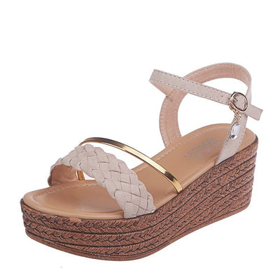 Sandalias Romanas Plataforma con Hebilla Strass Boca de Pez - Image 9