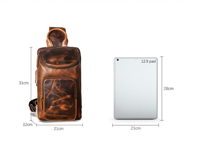 Bolsa de Pecho Retro en Cuero Crazy Horse Premium para Hombre - Image 8