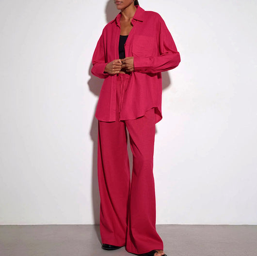 Conjunto de Pantalón Ancho y Blusa Suelta - Cintura Alta Elegante - Image 4
