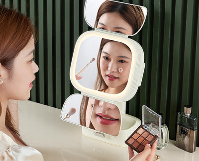 Espejo de Maquillaje LED de Escritorio Plegable con Luz Integrada - Image 3