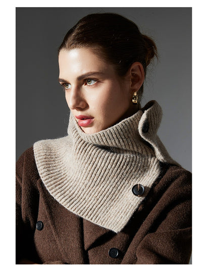 Bufanda de Lana Tejida con Flores y Botones - Estilo Europeo Otoño Invierno - Image 20