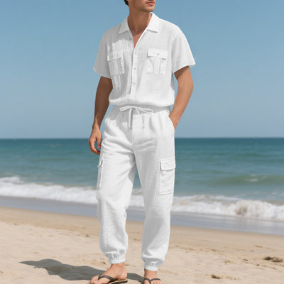 Conjunto de Trabajo Casual: Camisa Manga Corta y Pantalón - Image 3