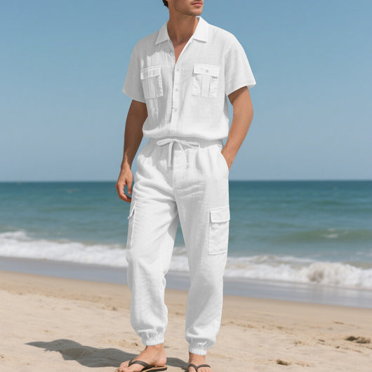 Conjunto de Trabajo Casual: Camisa Manga Corta y Pantalón - Image 3
