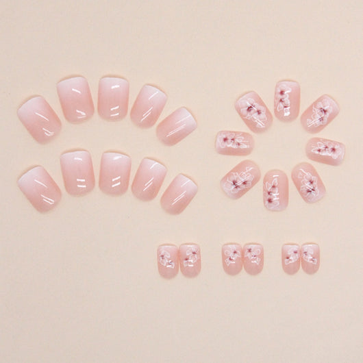 Uñas Postizas Degradado Floral Blanco - Diseño Hada Versátil - Image 3