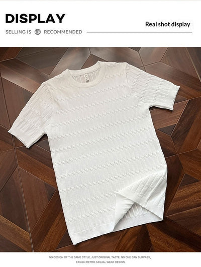 Camiseta de Punto Calada Manga Corta para Hombre - Image 7