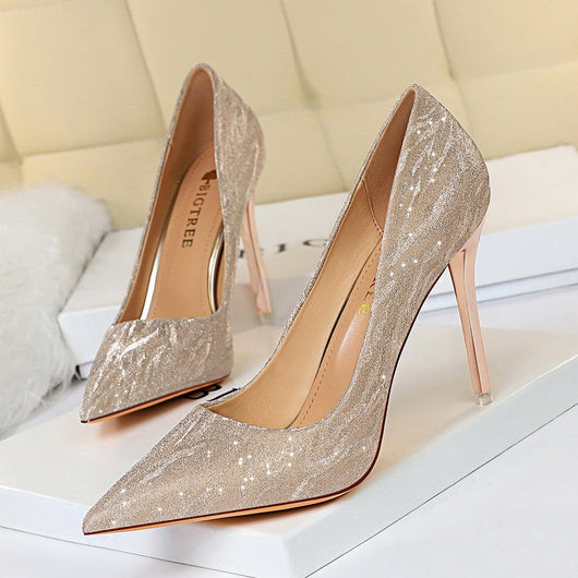 Zapatos de Tacón Bajo con Lentejuelas Brillantes y Punta Afilada - Image 6