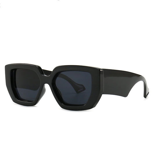 Cream wide leg sunglasses with a bold square frame and dark lenses, perfect for fashion wear and sun protection. - Image 22