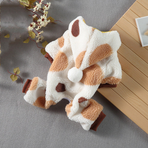 Traje Térmico Acolchado para Perros con Lunares y Doble Capa de Velvet Cordero