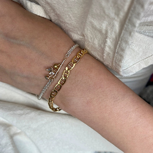 Pulsera de Plata S925 con Colgante de Encaje Doble Minimalista - Image 10