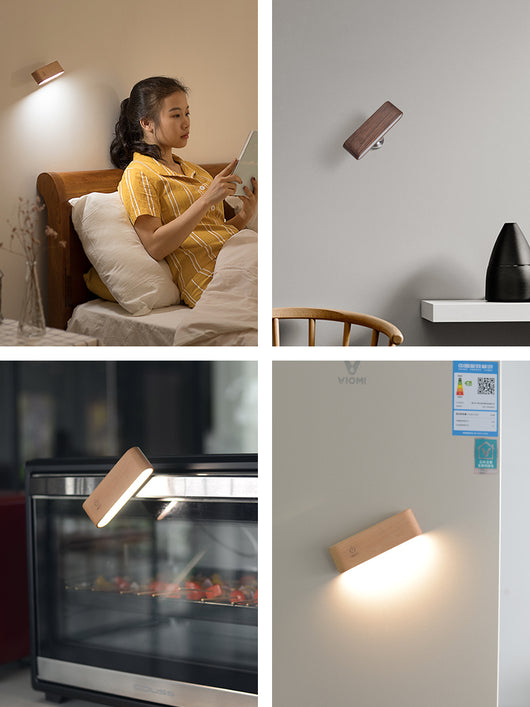 Lámpara LED de Madera de Nogal Negro Nórdica con Organizador de Llaves Recargable - Image 12